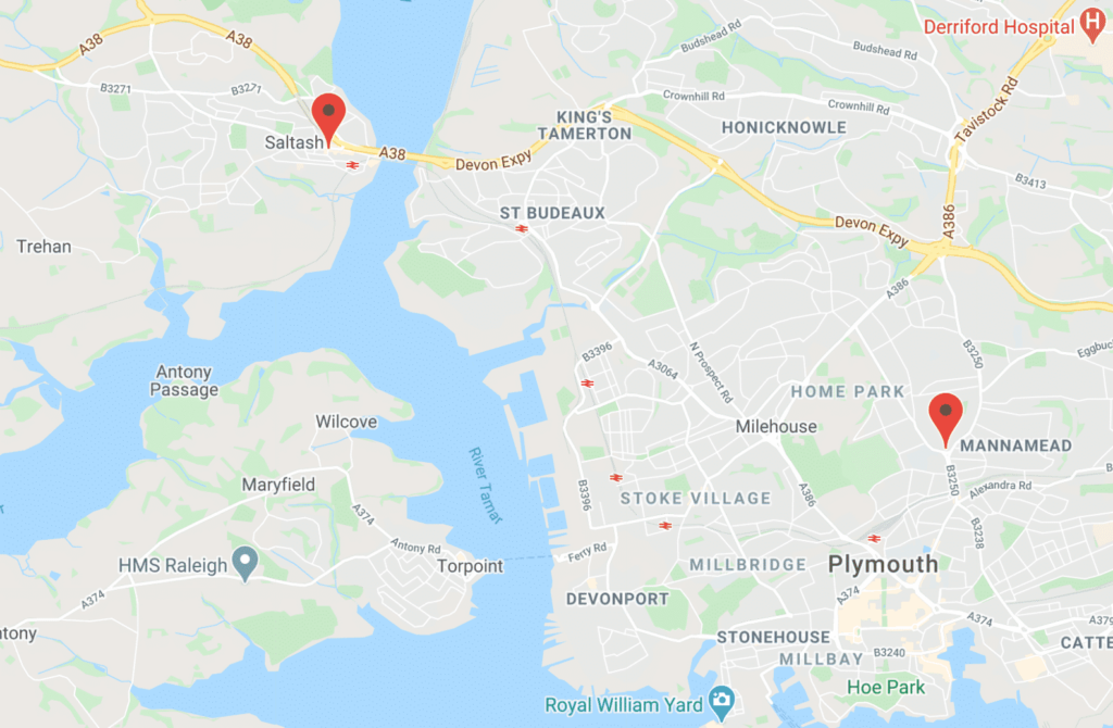 map to show location of SpaDental practice s in Devon and Cornwall